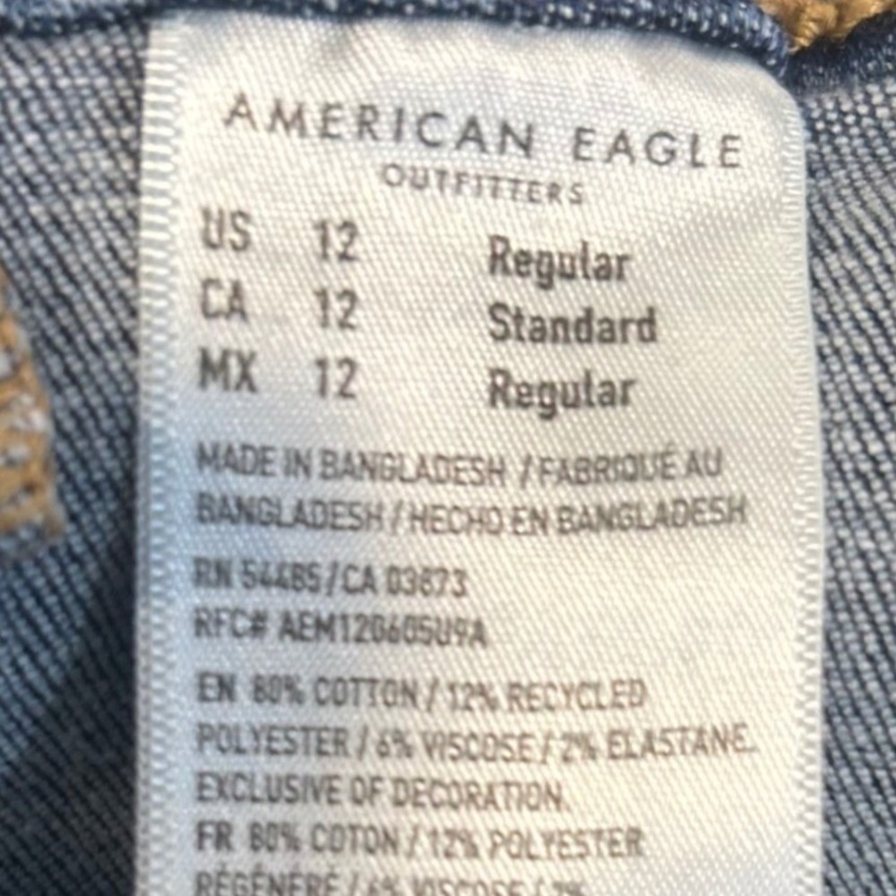 American Eagle Kick Boot Crop Jeans Women High Rise Patch Pocket Boho Flared 12 - Picture 5 of 7